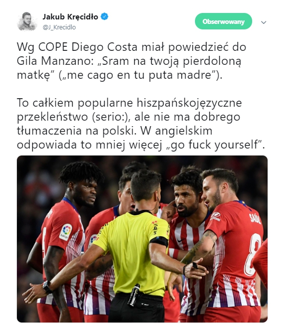 MOCNE SŁOWA Diego Costy do sędziego!